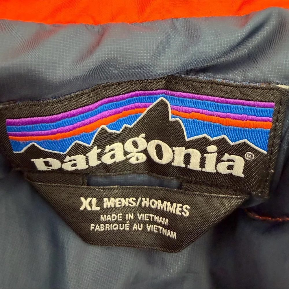 Patagonia Worn Wear Vest Mens XL Orange Down Sweater Full Zip 84622 STAINS - Picture 3 of 16